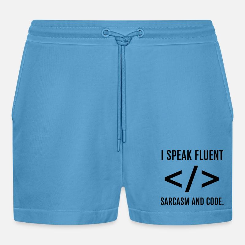 Ich spreche fließend Code - Organic Relaxed Cropped Shorts Made in EU -  Sol Blue
