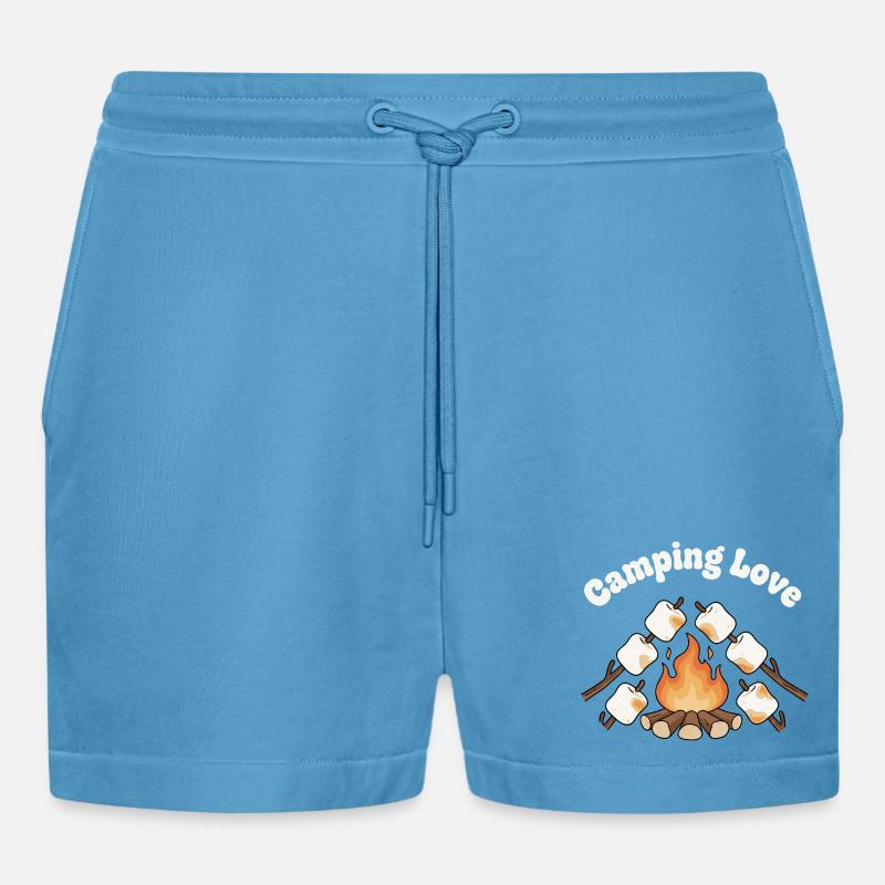 Lagerfeuer Liebe Marshmallows - Organic Relaxed Cropped Shorts Made in EU -  Sol Blue