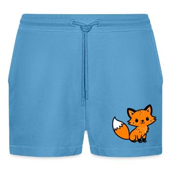 Fuchs Niedlich Comic - Organic Relaxed Cropped Shorts Made in EU -  Sol Blue - Vorne