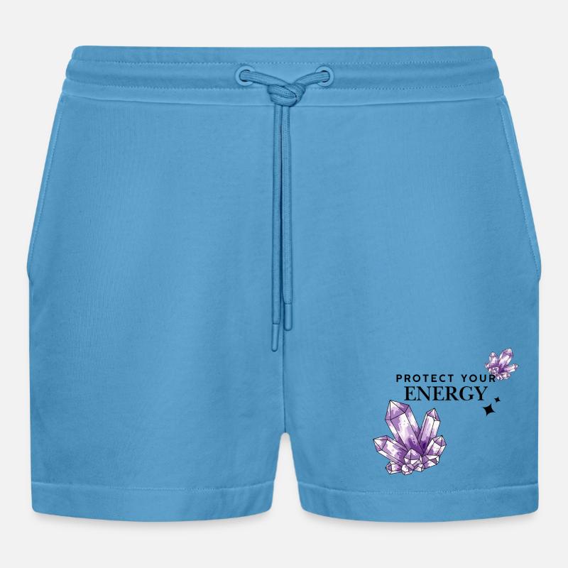 Violette Kristallcluster auf Schwarz - Organic Relaxed Cropped Shorts Made in EU -  Sol Blue