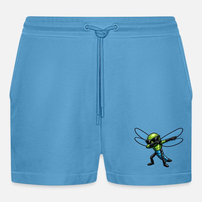Dabbing Libelle - Organic Relaxed Cropped Shorts Made in EU -  Sol Blue