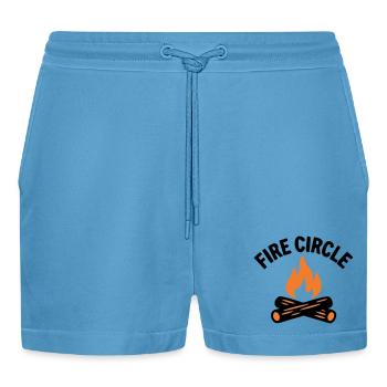 Lagerfeuer Feuerstelle Camping Pfadfinder - Organic Relaxed Cropped Shorts Made in EU -  Sol Blue - Vorne