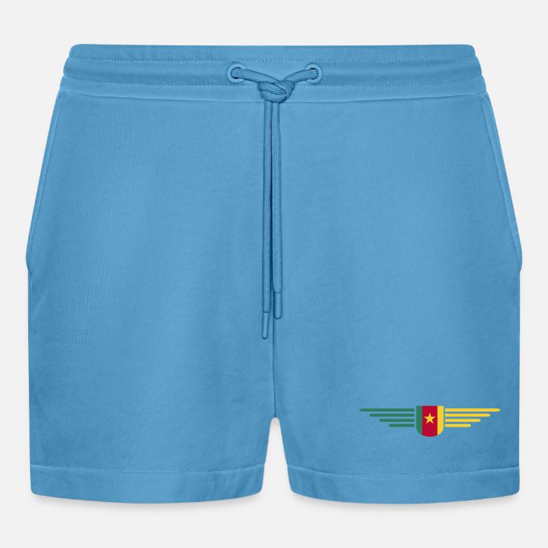 Cameroon Design – Pride and Diversity - Organic Relaxed Cropped Shorts Made in EU - Sol Blue