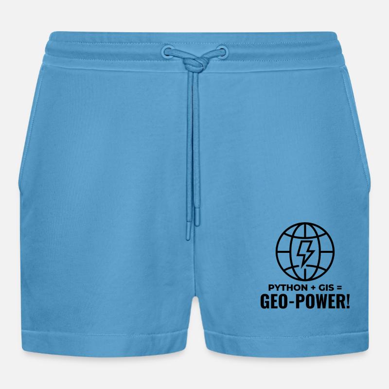Python GIS Geo-Power Programming Geospatial - Organic Relaxed Cropped Shorts Made in EU -  Sol Blue