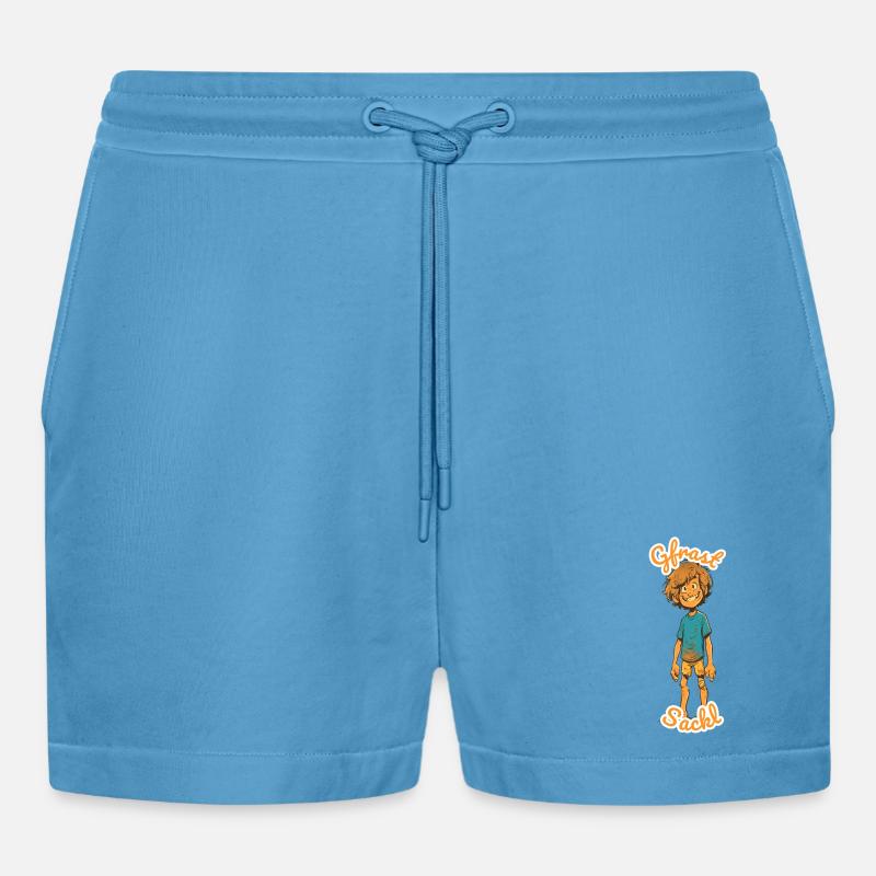 Fröhlicher Matschjunge im Abenteuer - Organic Relaxed Cropped Shorts Made in EU -  Sol Blue