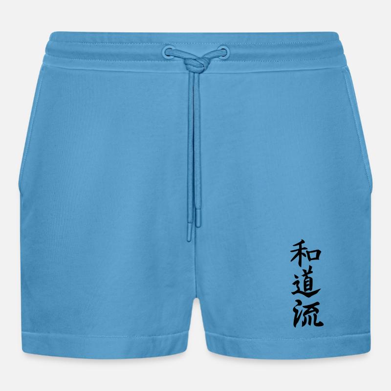 Wado Ryu Karate Japanisch geschrieben - Organic Relaxed Cropped Shorts Made in EU -  Sol Blue