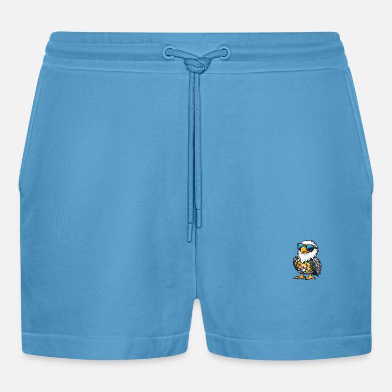 Adler Comic Cool Sommer - Organic Relaxed Cropped Shorts Made in EU -  Sol Blue
