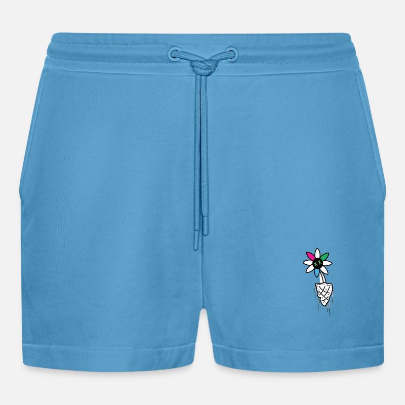 Illustration de crâne de fleur vive - Short bio décontracté court fabriqué en UE -  Sol Blue