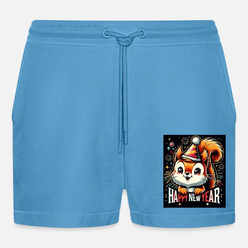 Neujahr Sylvester Eichhörnchen Jahreswechsel - Organic Relaxed Cropped Shorts Made in EU - Sol Blue