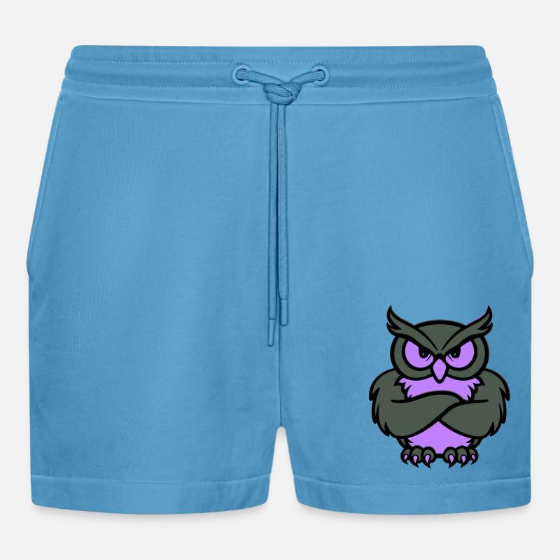 eule comic tier - Organic Relaxed Cropped Shorts Made in EU -  Sol Blue