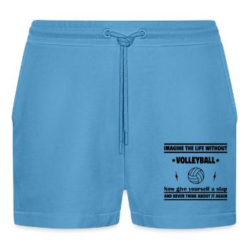 Imagine a life without volleyball - Organic Relaxed Cropped Shorts Made in EU -  Sol Blue - Front