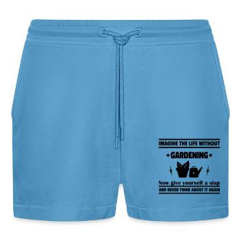Imagine life without gardening - Organic Relaxed Cropped Shorts Made in EU -  Sol Blue - Front