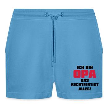 Ich bin Opa - Großvater Sprüche Geschenk Enkel Opi - Organic Relaxed Cropped Shorts Made in EU -  Sol Blue - Vorne