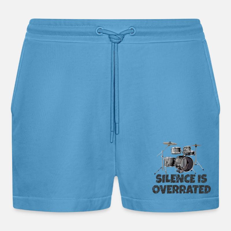 Silence is overrated - Drummer Drum Kit - Organic Relaxed Cropped Shorts Made in EU -  Sol Blue