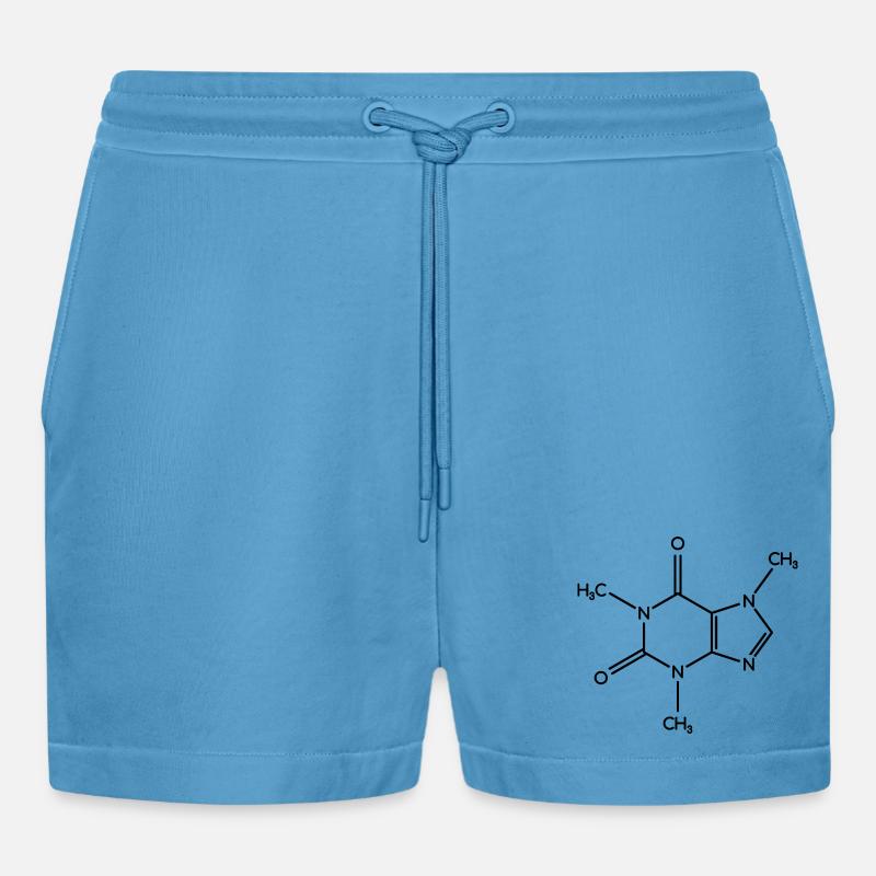 Caffeine Molecule - Structural Formula - Organic Relaxed Cropped Shorts Made in EU -  Sol Blue