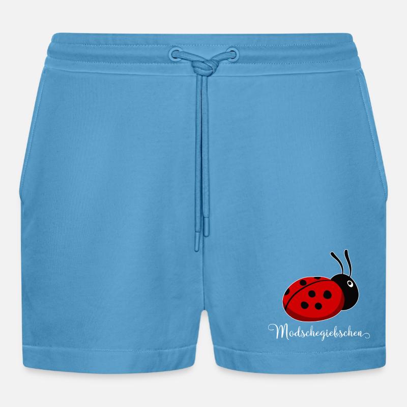 Modschegiebchen Ladybug Saxon Gift Idea - Organic Relaxed Cropped Shorts Made in EU -  Sol Blue