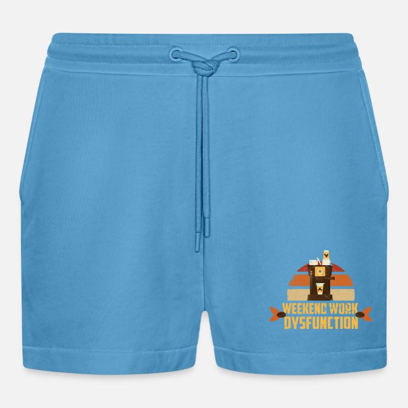 Weekend work ! Dysfunction - Organic Relaxed Cropped Shorts Made in EU -  Sol Blue
