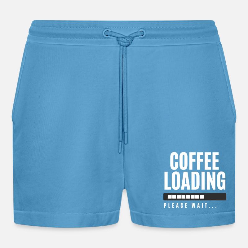 Kaffee wird geladen Bitte warten - Organic Relaxed Cropped Shorts Made in EU -  Sol Blue
