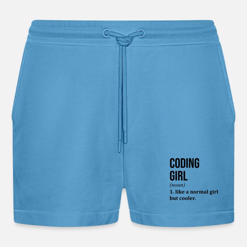 Coding - Organic Relaxed Cropped Shorts Made in EU -  Sol Blue