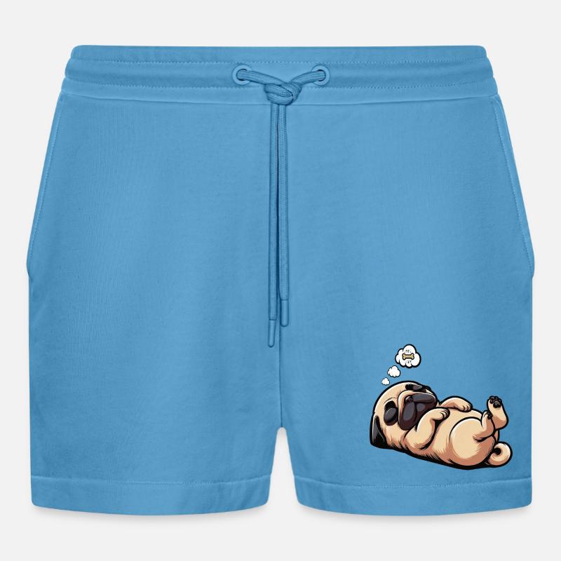 Mops Möpse Mopsbesitzer Mopsliebhaber Mopshalter - Organic Relaxed Cropped Shorts Made in EU - Sol Blue