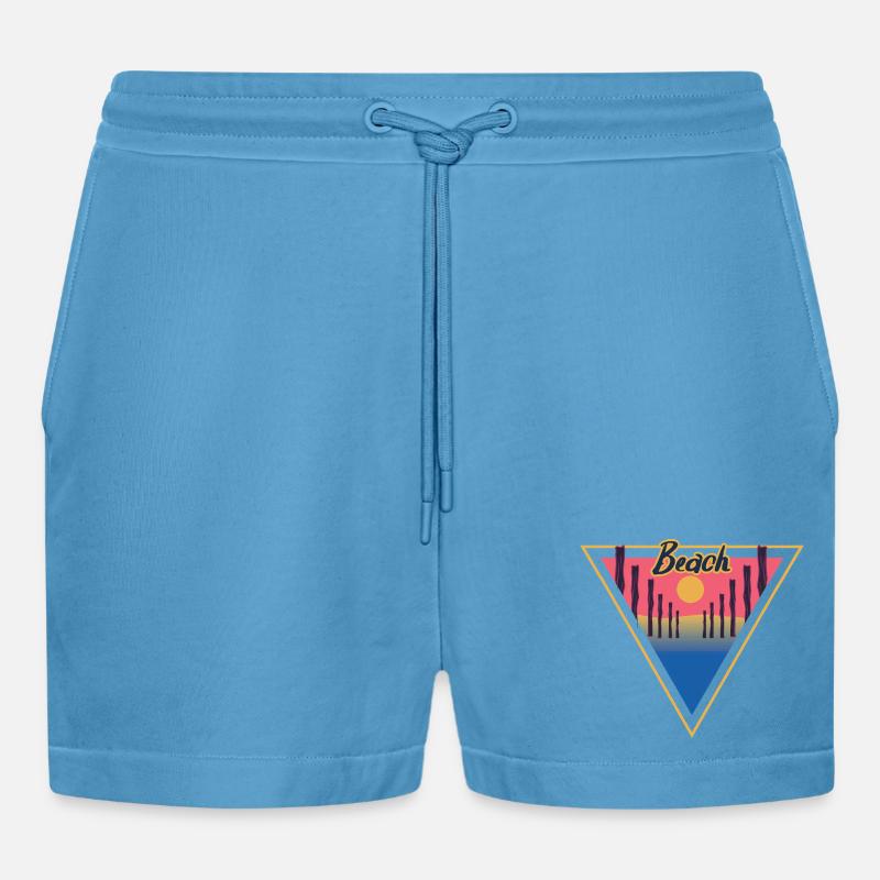 Beach Triangle - Organic Relaxed Cropped Shorts Made in EU - Sol Blue