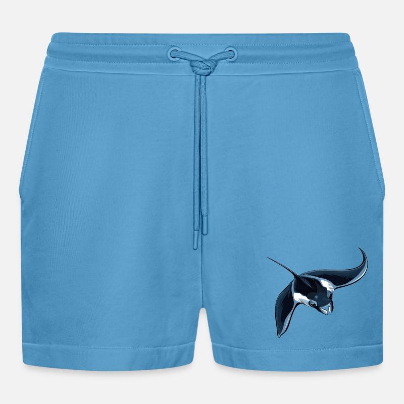 Rochen Mantarochen - Organic Relaxed Cropped Shorts Made in EU - Sol Blue