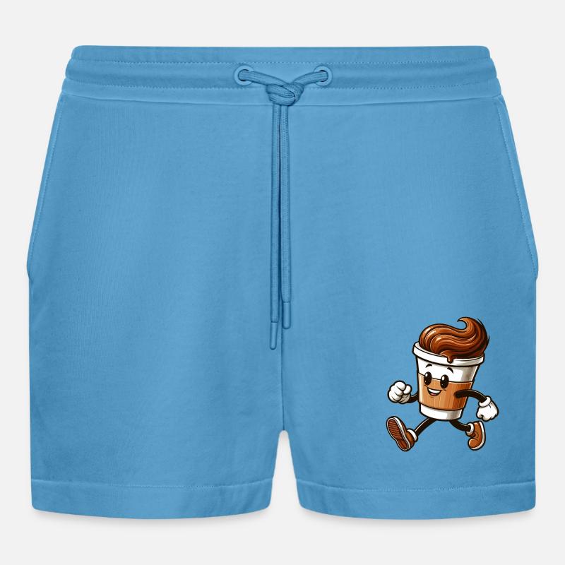 Kaffee Becher Kaffeebecher läuft Geschenk - Organic Relaxed Cropped Shorts Made in EU - Sol Blue