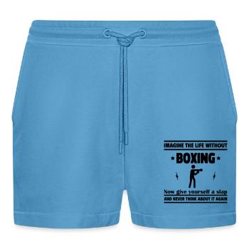Imagine a life without boxing: impossible - Organic Relaxed Cropped Shorts Made in EU -  Sol Blue - Front