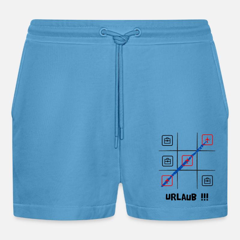 Tik tak to oder Käsekästchen, Urlaub oder Arbeit - Organic Relaxed Cropped Shorts Made in EU -  Sol Blue