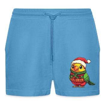 Papagai Weihnachten Comic - Organic Relaxed Cropped Shorts Made in EU -  Sol Blue - Vorne