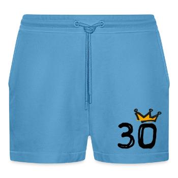 30th birthday Krone - Organic Relaxed Cropped Shorts Made in EU -  Sol Blue - Front