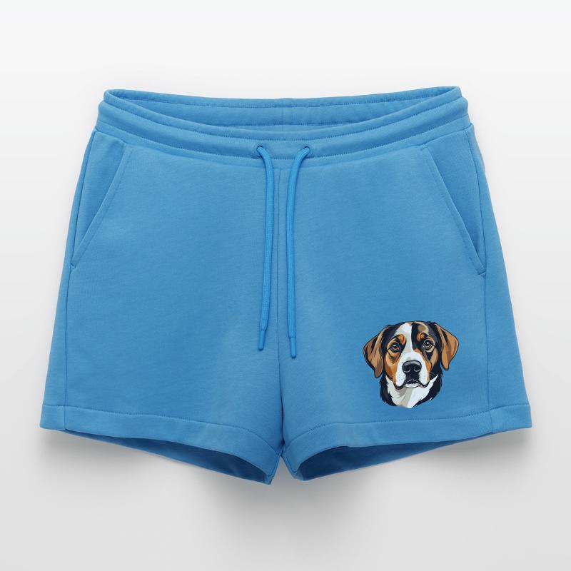 Beagle head vector illustration Organic Relaxed Cropped Shorts Made in EU
