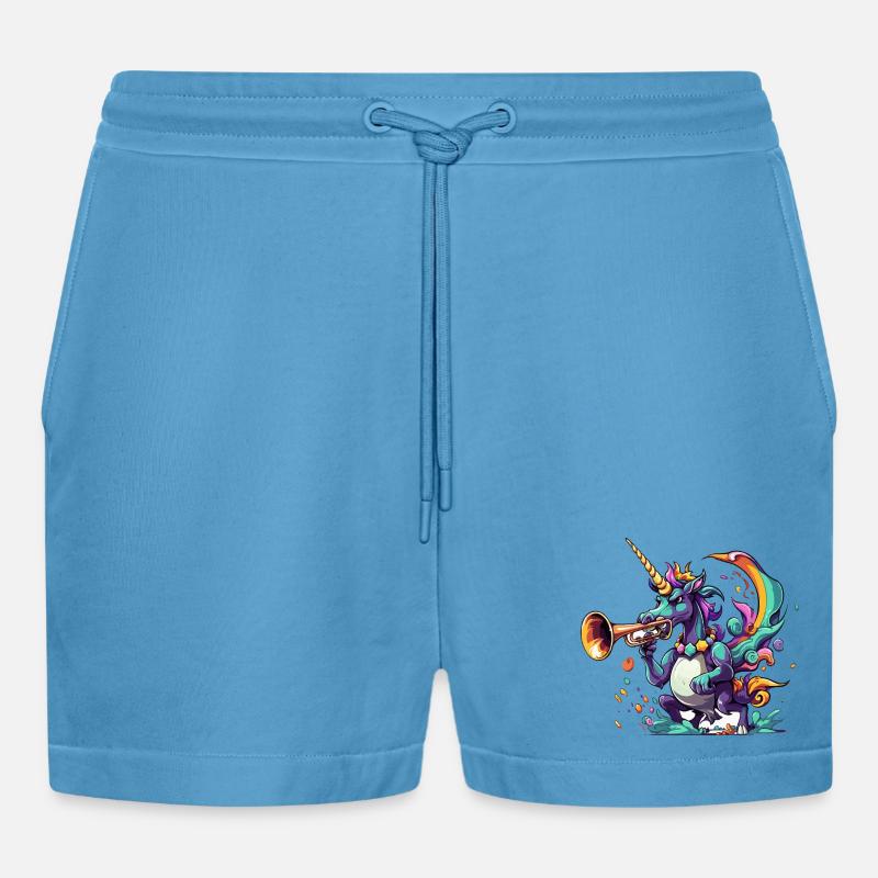 Farbexplosion Einhorn-Trompeter - Organic Relaxed Cropped Shorts Made in EU -  Sol Blue