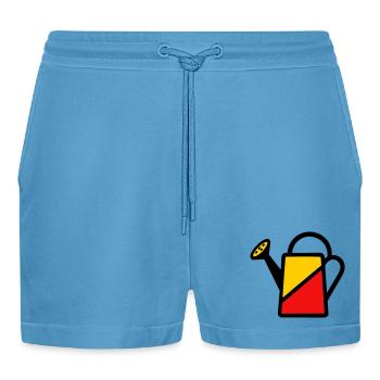 Two-tone watering can tool vegetable gardener - Organic Relaxed Cropped Shorts Made in EU -  Sol Blue - Front