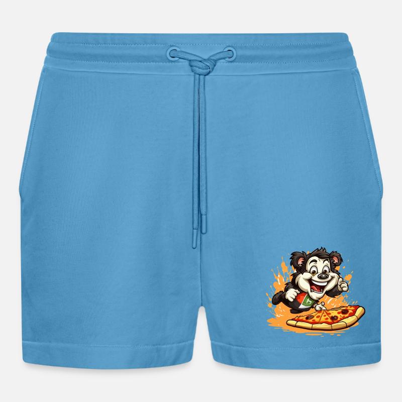 Pizza Panda Sprint - Organic Relaxed Cropped Shorts Made in EU -  Sol Blue