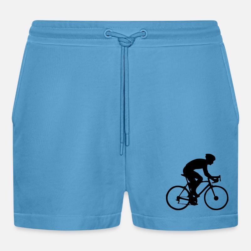 biker - Organic Relaxed Cropped Shorts Made in EU - Sol Blue