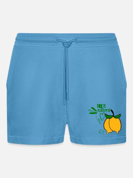 Lemons - Organic Relaxed Cropped Shorts Made in EU -  Sol Blue