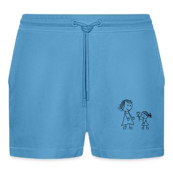 Mama MomMy Mother Flower Daughter Child Thank You - Organic Relaxed Cropped Shorts Made in EU -  Sol Blue - Front