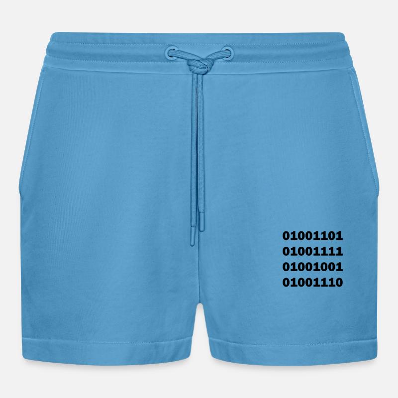 Binary code MOIN - Organic Relaxed Cropped Shorts Made in EU -  Sol Blue
