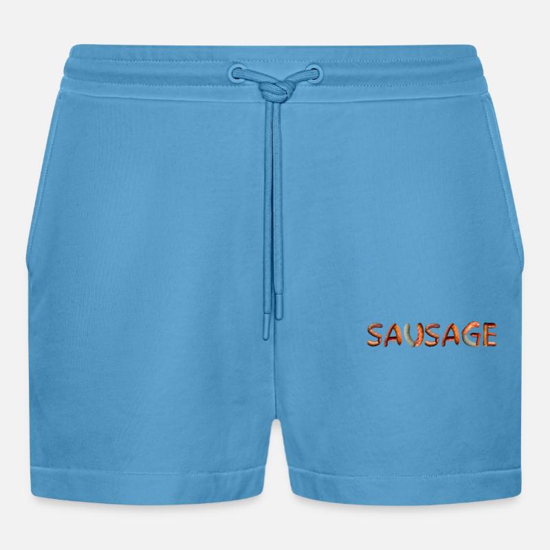 Wurst Sausage Fleisch Fleischesser - Organic Relaxed Cropped Shorts Made in EU -  Sol Blue