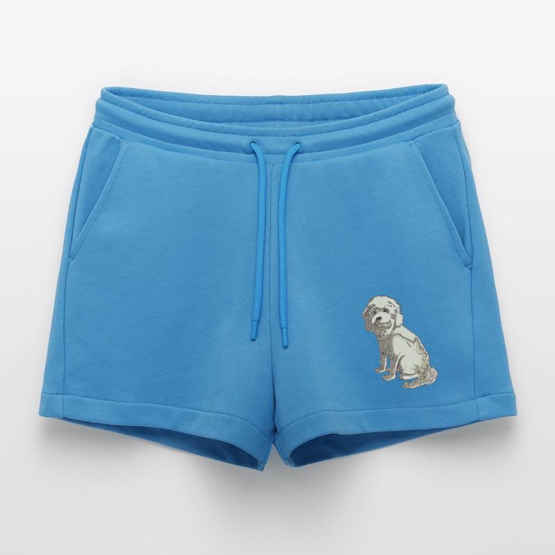Cockapoo Hundezeichnung eines Cockapoo Organic Relaxed Cropped Shorts Made in EU