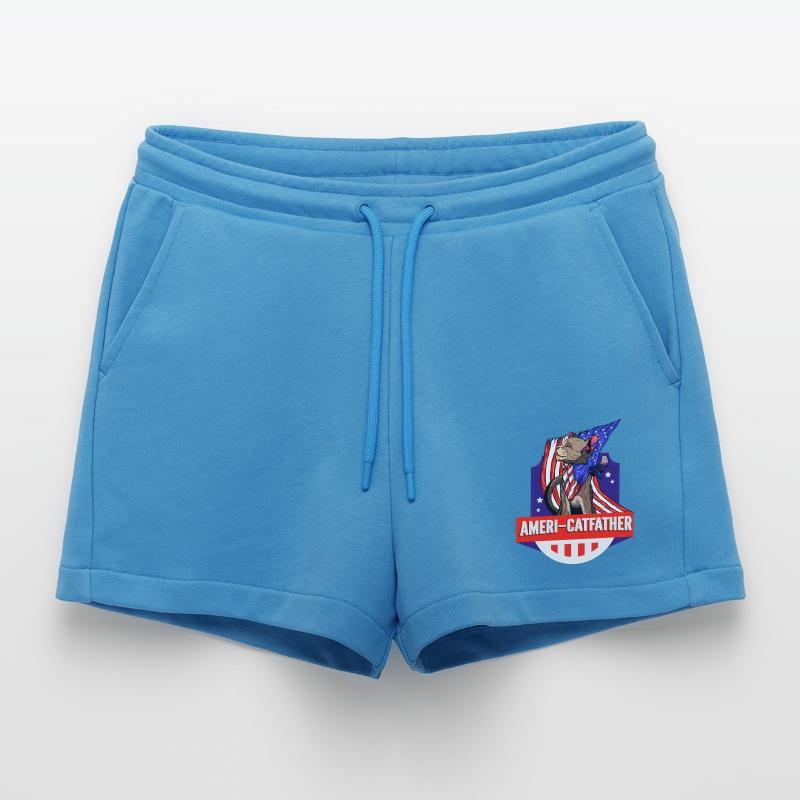 Ameri-catfather July 4 Independence Day Organic Relaxed Cropped Shorts Made in EU