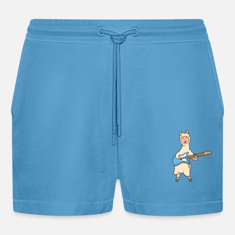 Comic Lama spielt E-Gitarre - Organic Relaxed Cropped Shorts Made in EU -  Sol Blue