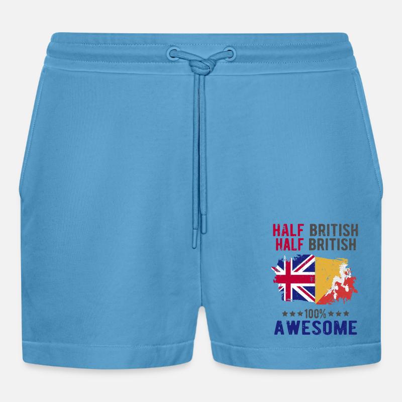 Half British Half British - Organic Relaxed Cropped Shorts Made in EU -  Sol Blue