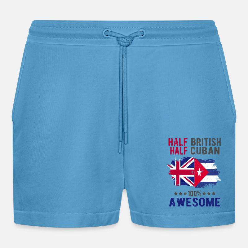 Halb Brite Halb Kubaner - Organic Relaxed Cropped Shorts Made in EU -  Sol Blue