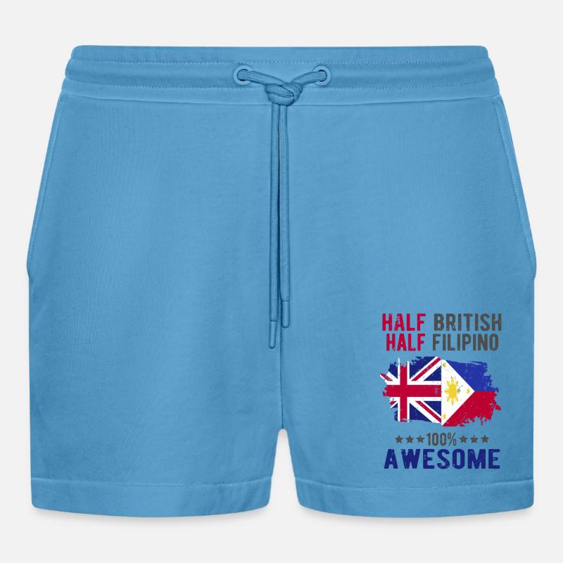 Halb Brite Halb Philippiner - Organic Relaxed Cropped Shorts Made in EU -  Sol Blue