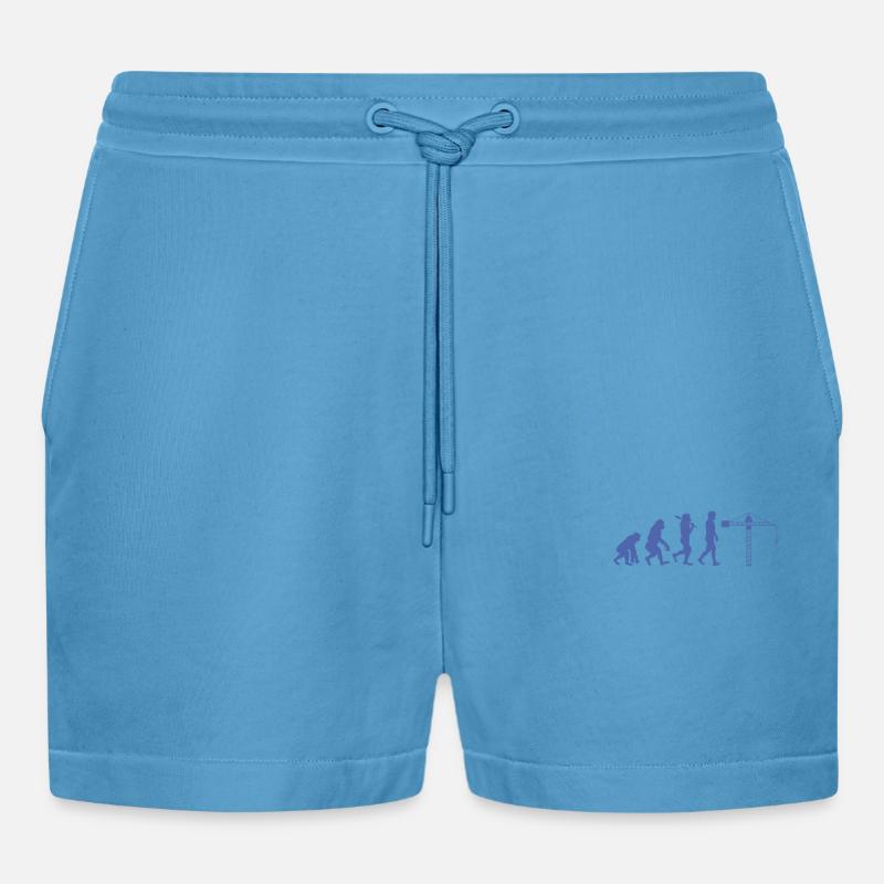 Kranführer Evolution - Organic Relaxed Cropped Shorts Made in EU -  Sol Blue