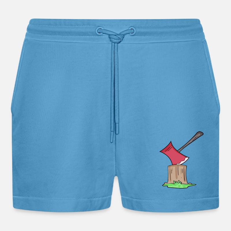 Axe Lumberjack - Organic Relaxed Cropped Shorts Made in EU -  Sol Blue