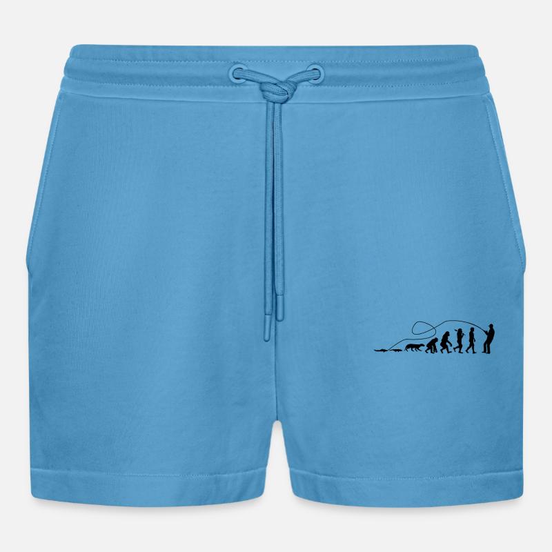 Evolution Angler TShirt - Organic Relaxed Cropped Shorts Made in EU -  Sol Blue