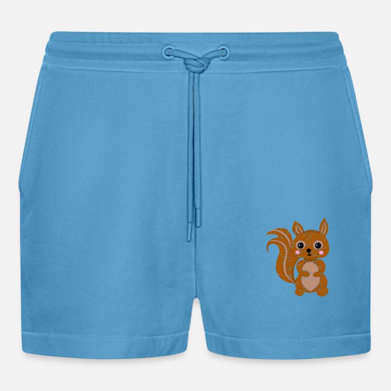Süßes Kawaii Eichhörnchen - Organic Relaxed Cropped Shorts Made in EU -  Sol Blue